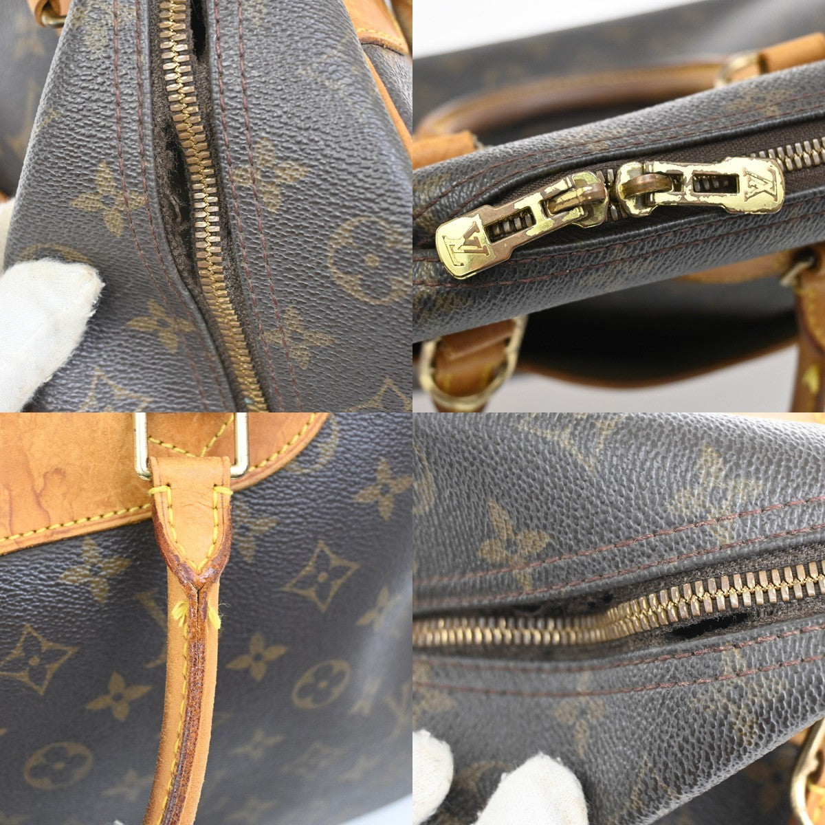 LOUIS VUITTON LV Logo Deauville Hand Bag Monogram Leather Brown M47270 36DA029