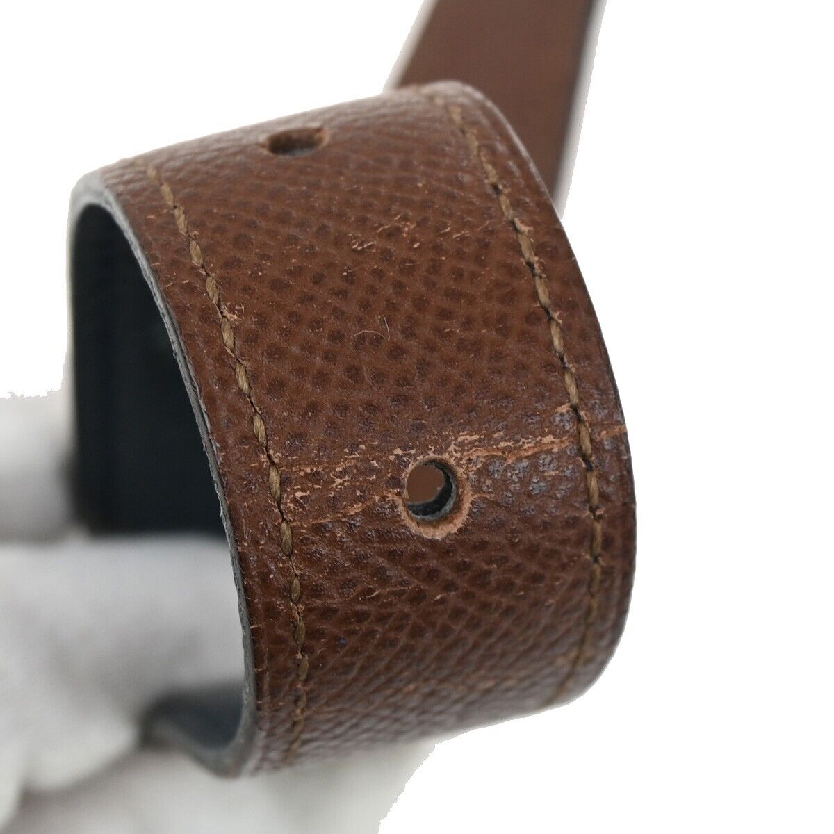 HERMES H Logo Constance Reversible Buckle Belt #80 Leather Blue Brown 65YG455
