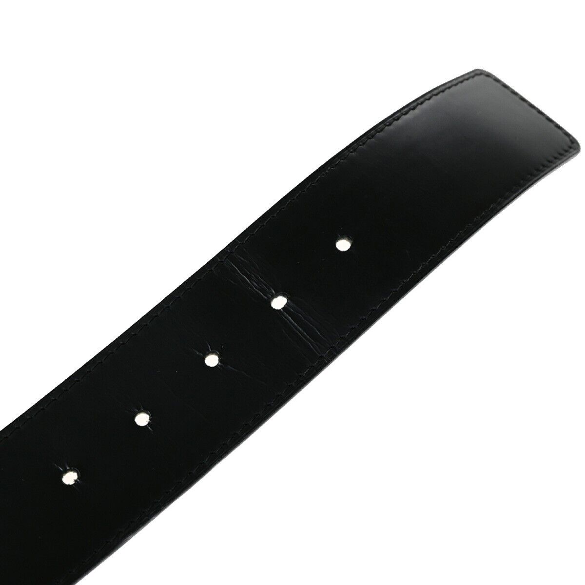 LOUIS VUITTON Logo Ceinture Jeans Belt Leather Black Silver Spain M6812 64ED273