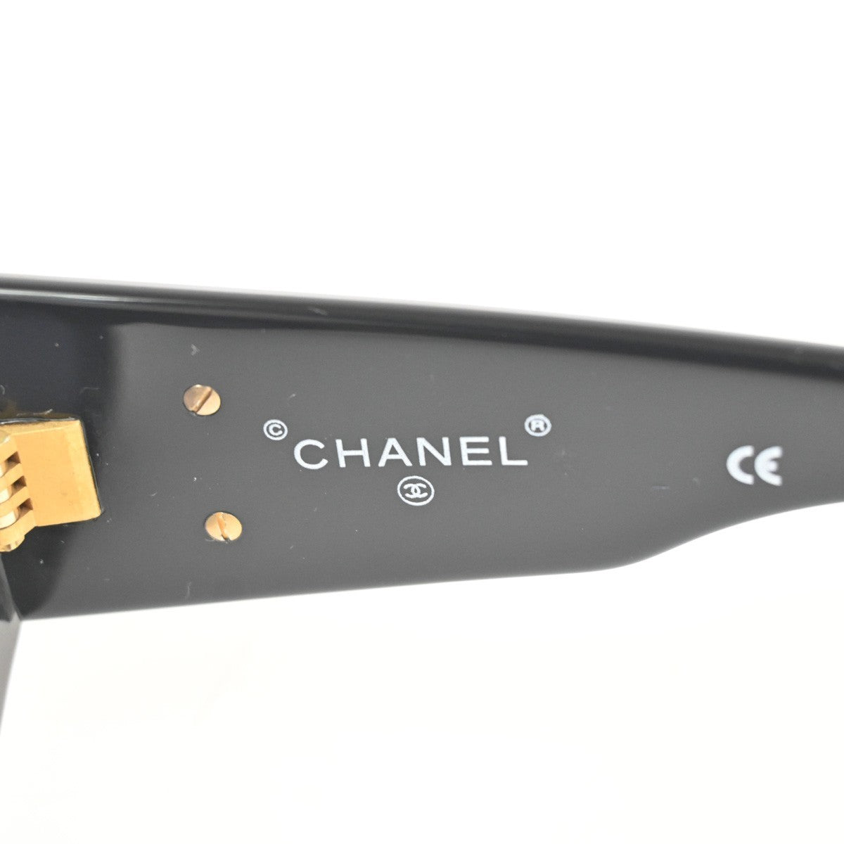 CHANEL CC Logo Sunglasses Eye Wear Plastic Black Gold Italy 01451 63RL896
