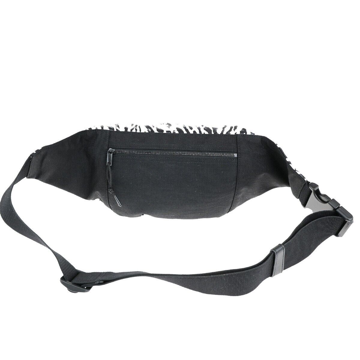 SAINT LAURENT Zebra Print Belt Bum Body Bag Nylon Leather Black White 85RK843