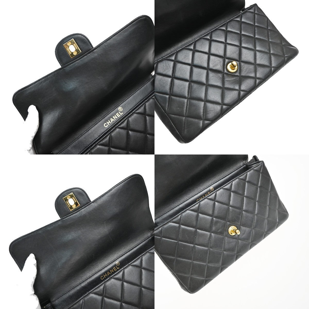 CHANEL Matelasse 25 Double Face Top Hand Hand Bag Leather Black Vintage 880RP115