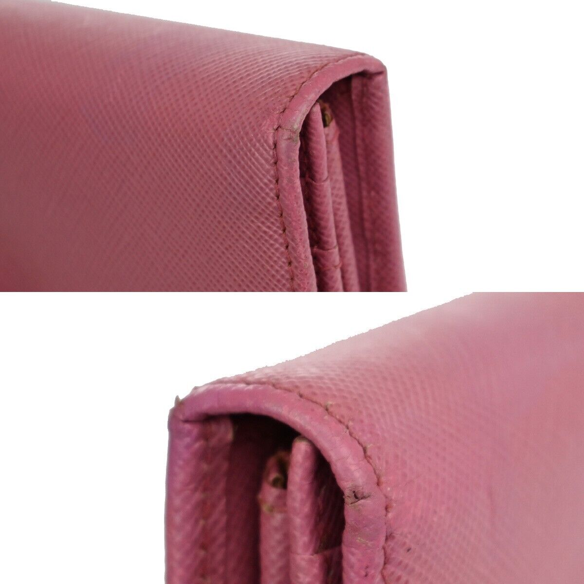 PRADA Logo Saffiano Bow Long Bifold Wallet Purse Leather Pink Italy 02EA641