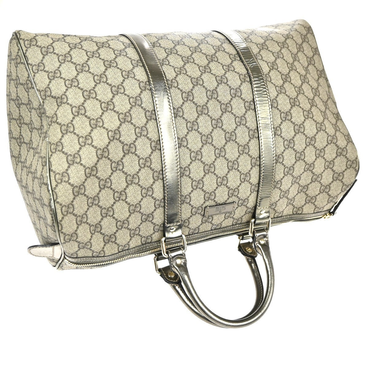 GUCCI GG Pattern Travel Hand Boston Bag Supreme Leather Beige Gold GHW 34TA514