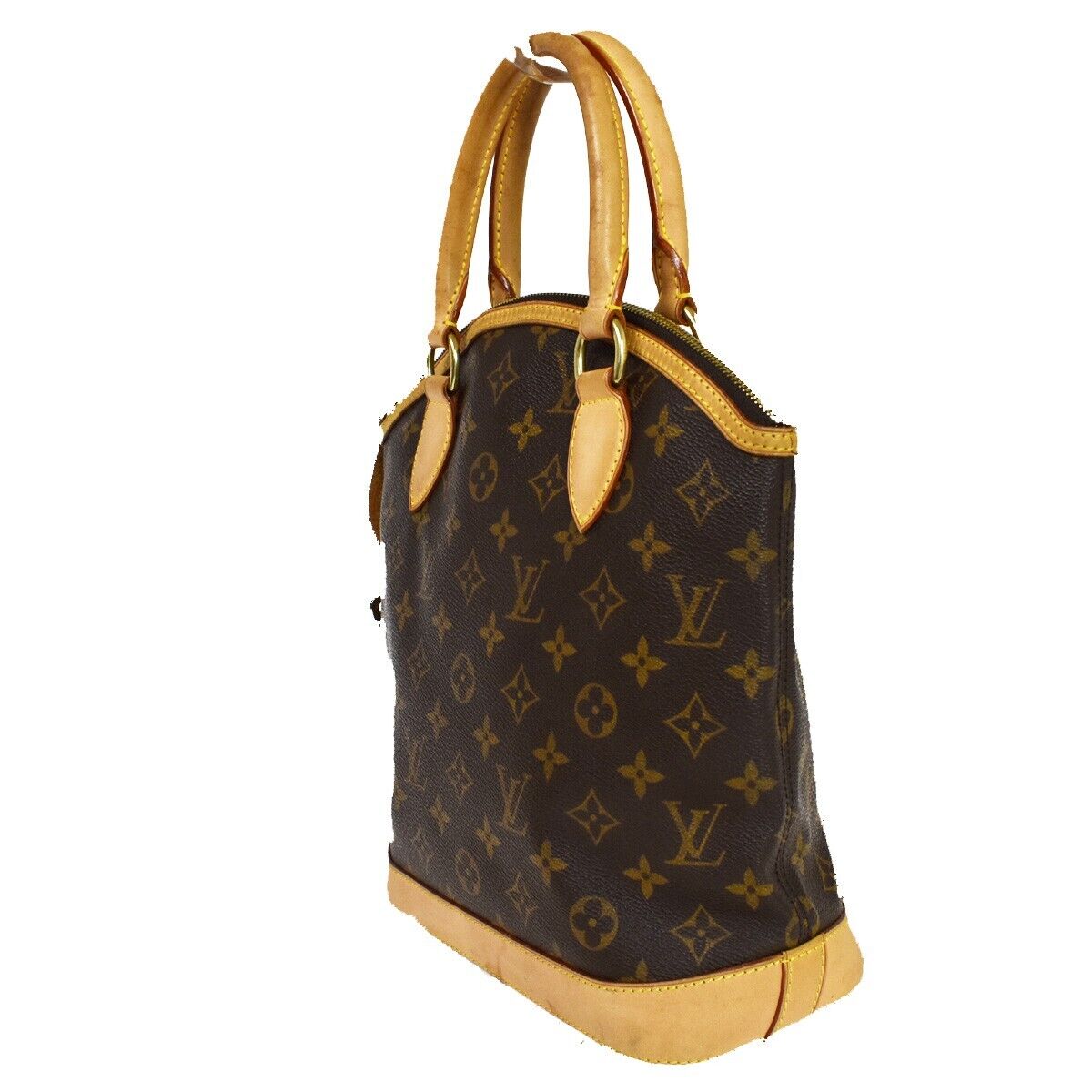 LOUIS VUITTON Logo Lockit Hand Bag Monogram Leather Brown France M40102 97HB005