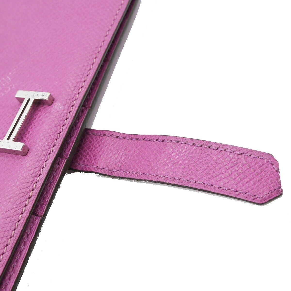 HERMES Logos Bearn Long Bifold Wallet Purse ▢I Veau Epsom Leather Purple 81RJ834