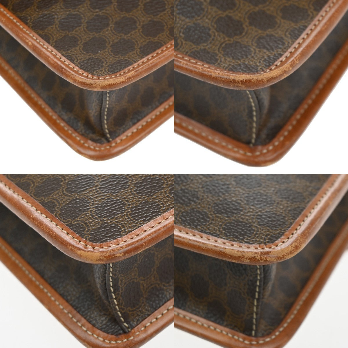CELINE Logo Macadam Pattern Shoulder Bag PVC Leather Brown GHW Italy 31MA650