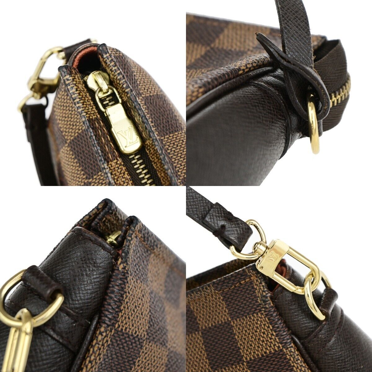 LOUIS VUITTON  Trousse Makeup Hand Bag Damier Ebene Leather Brown N51982 81EC862