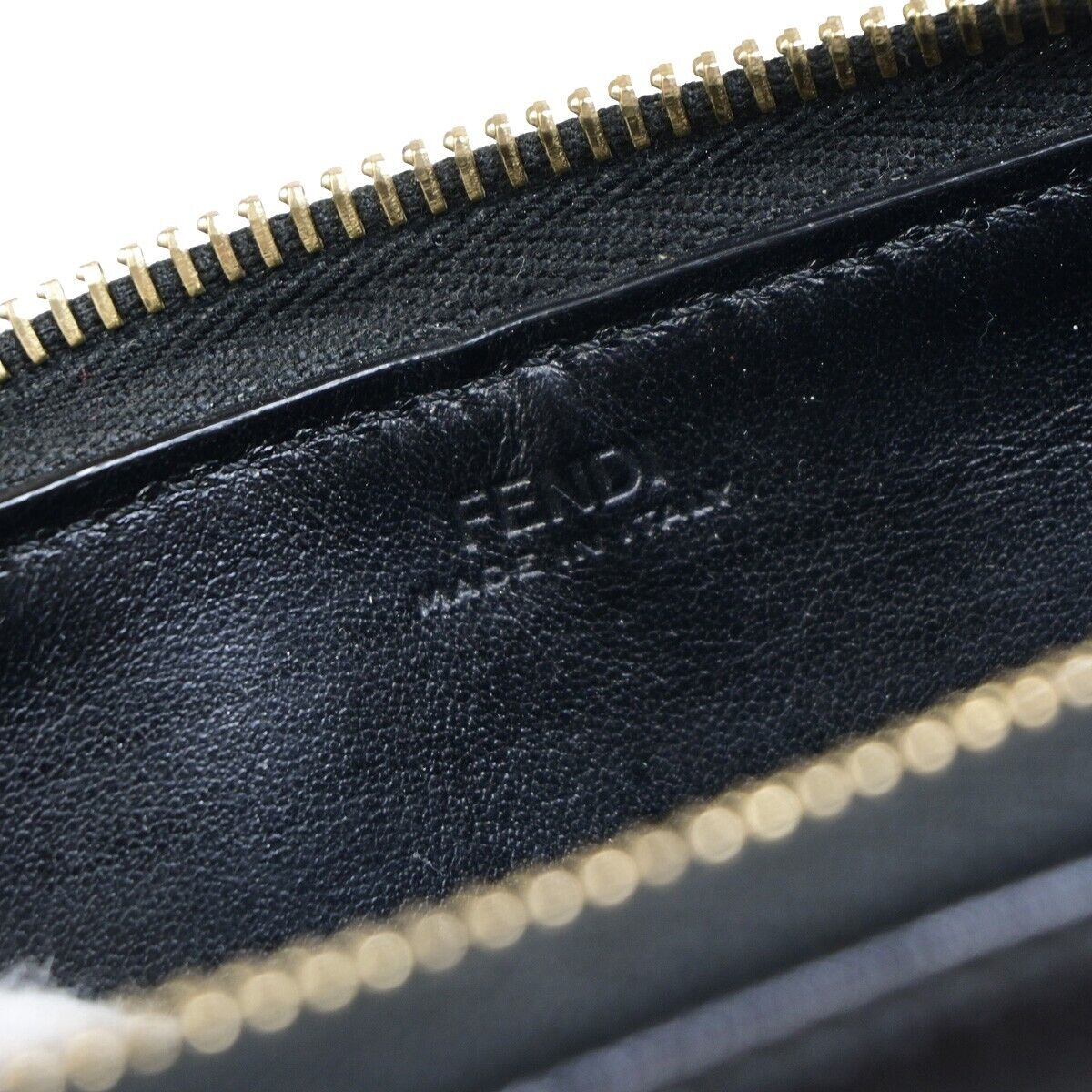FENDI By The Way Logo Long Zip Around Wallet Purse Leather Black Italy 67EB039