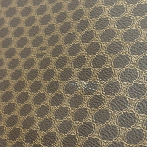 CELINE Logo Macadam Pattern Shoulder Tote Bag PVC Leather Brown GHW 31KC466