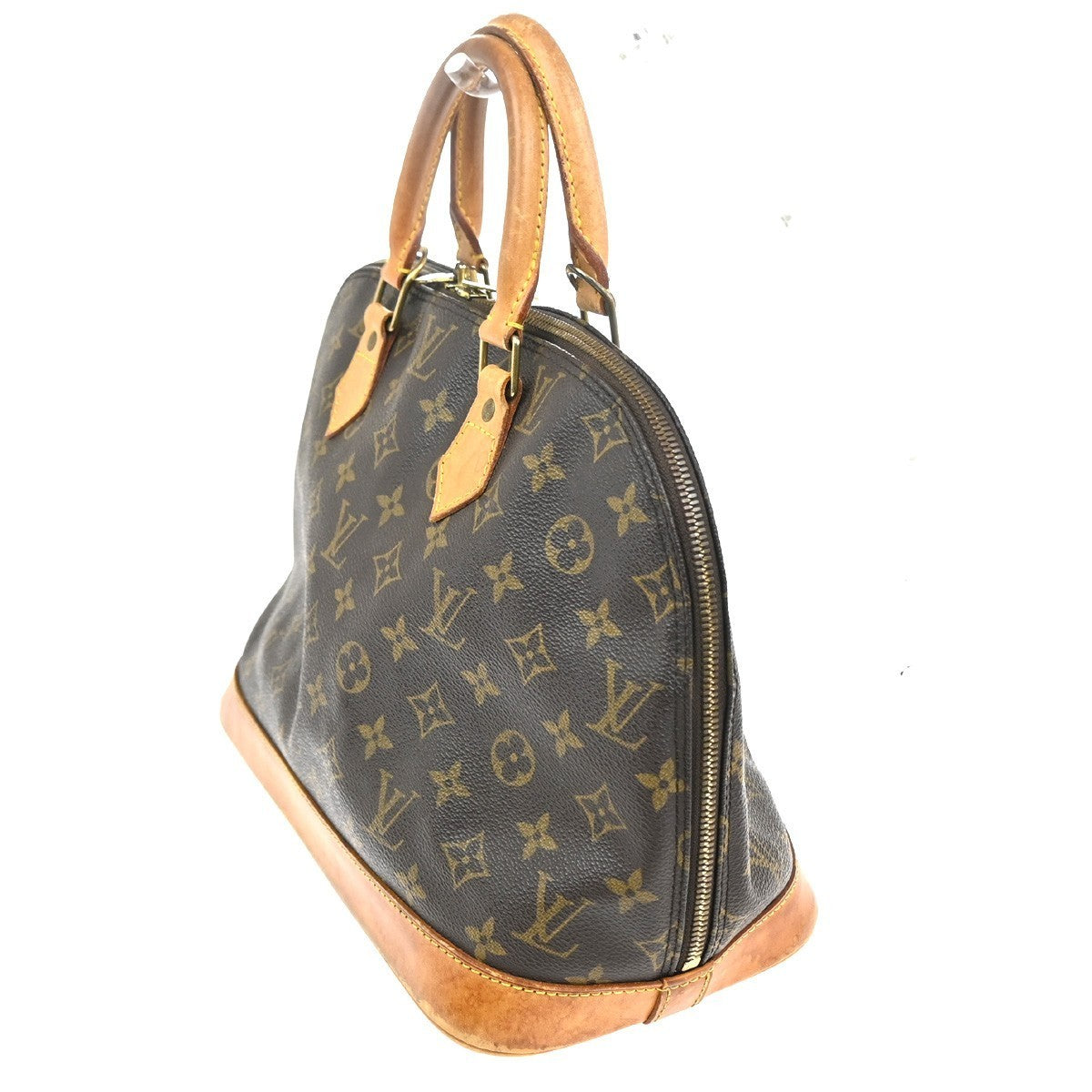 LOUIS VUITTON LV Logo Alma Hand Bag Monogram Leather Brown France M51130 32KC515