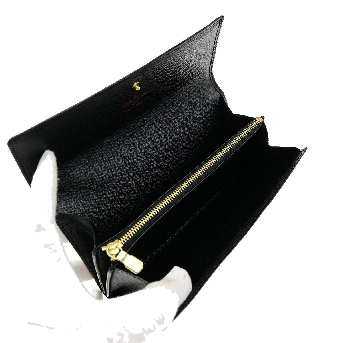 LOUIS VUITTON Logo Pochette Credit Long Wallet Epi Leather Black M63572 63EE080