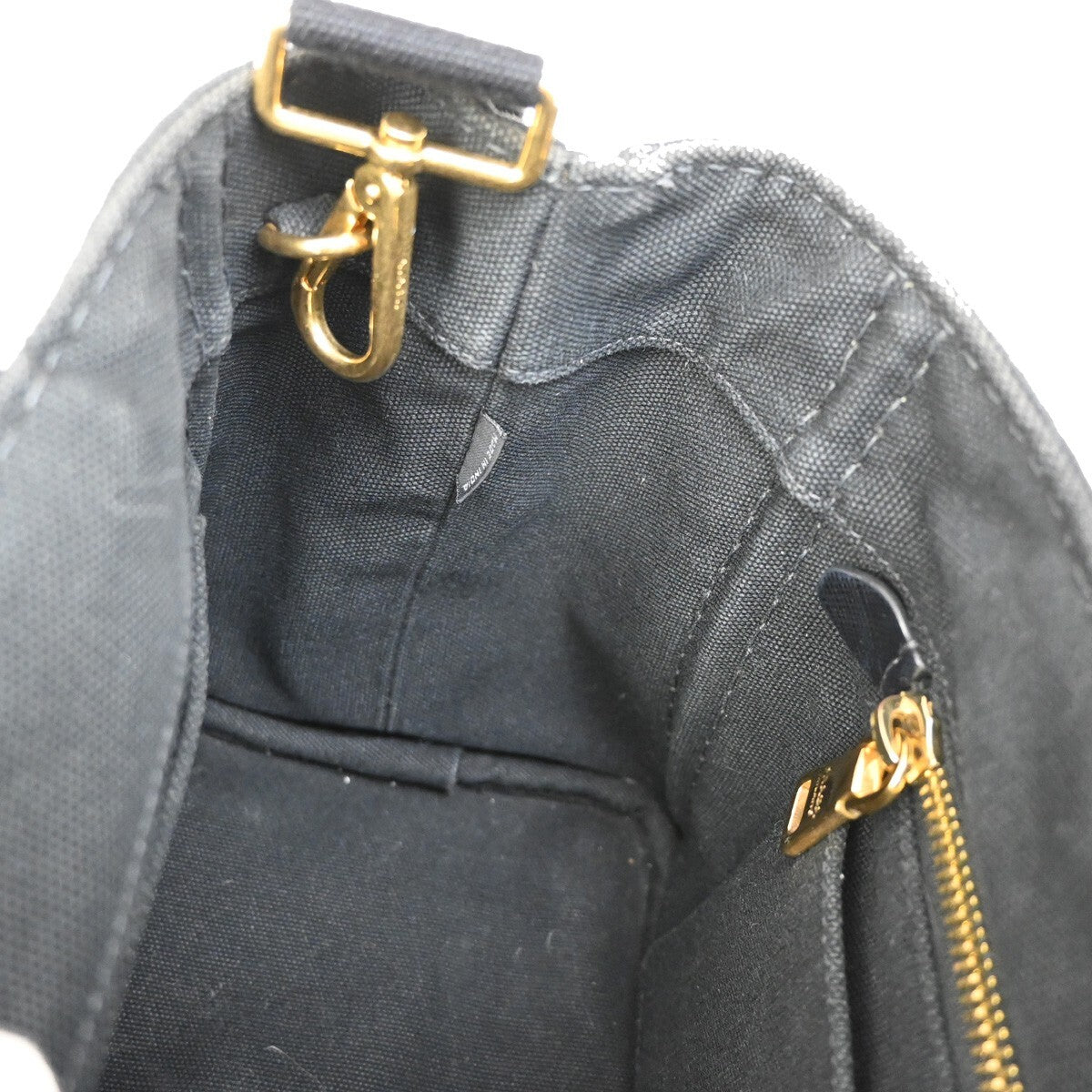 PRADA Logo Canapa 2Way Shoulder Hand Bag Canvas Leather Black GHW Italy 77EE255