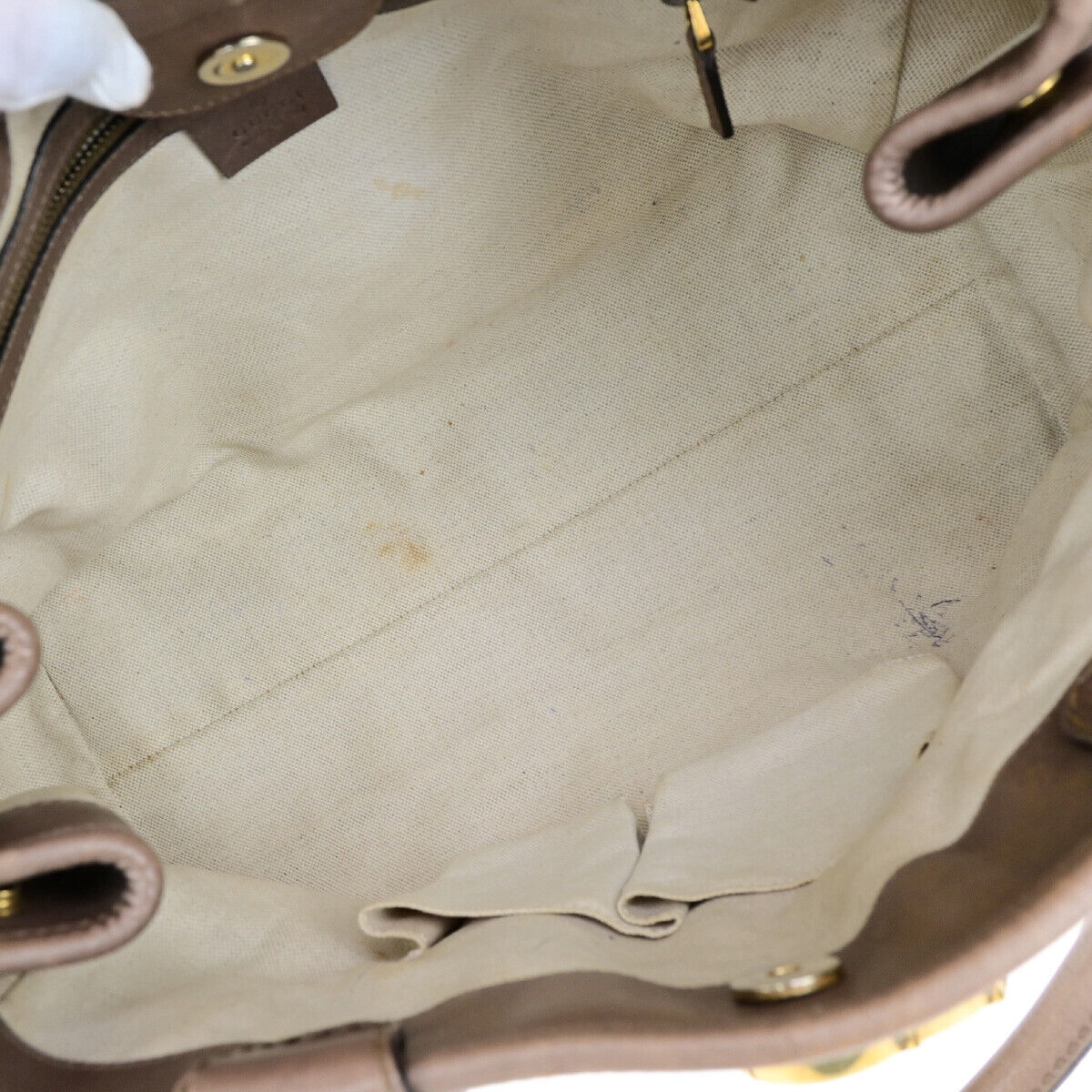 GUCCI Logo GG Running Tote Shoulder Bag Leather Brown Italy 39SJ471