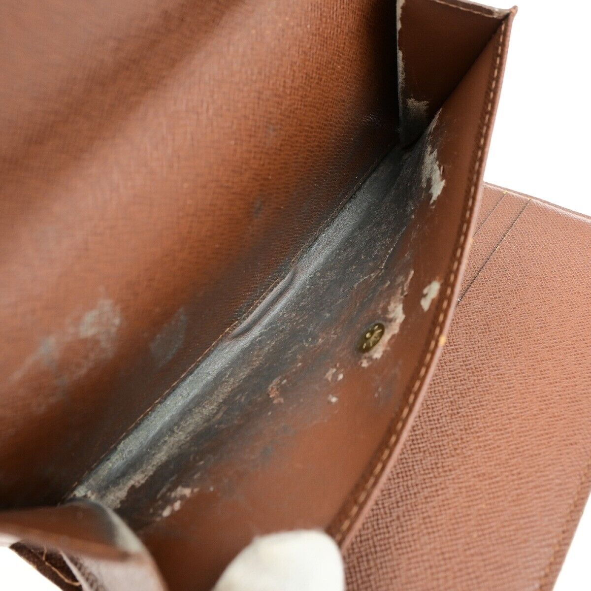 LOUIS VUITTON LV Logo 2 Set Bifold Wallet Monogram Leather Brown 01ED973