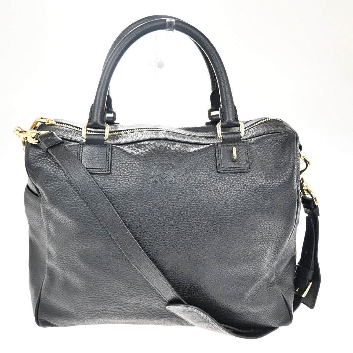 LOEWE Logo Anagram 2Way Shoulder Hand Bag Leather Black GHW Spain 95RL702