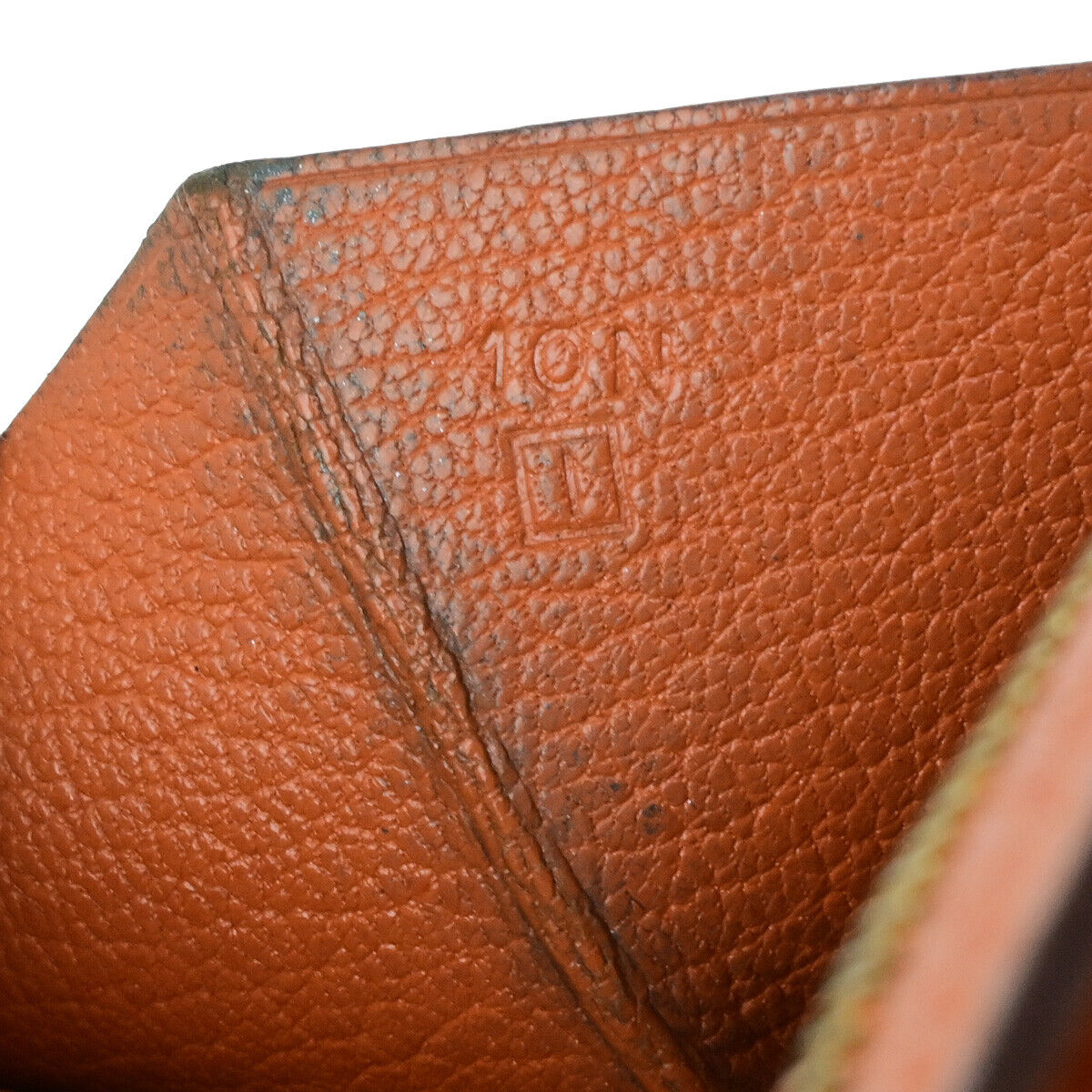 HERMES Bearn Long Bifold Wallet Chevre Mysore Goatskin Leather Orange 69YG766