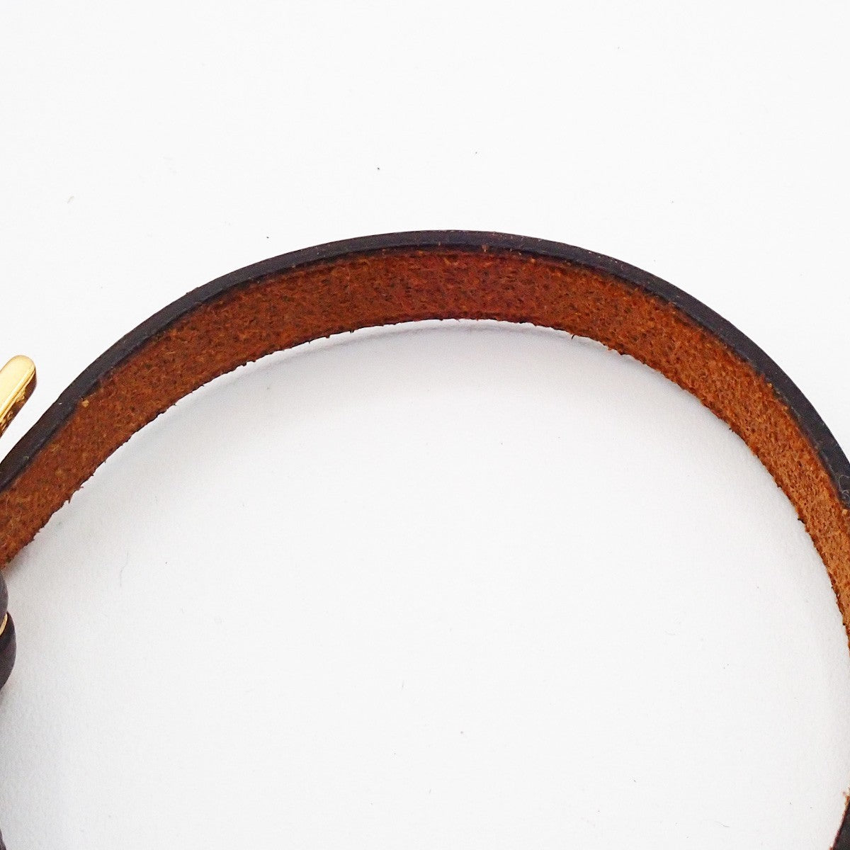 HERMES Logo Api Bracelet Leather Brown GHW 05RP161
