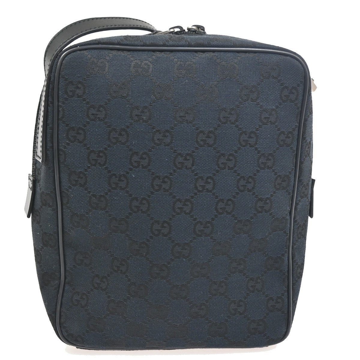 GUCCI Logo GG Pattern Cross Body Shoulder Bag Canvas Leather BE BK Italy 67CA766