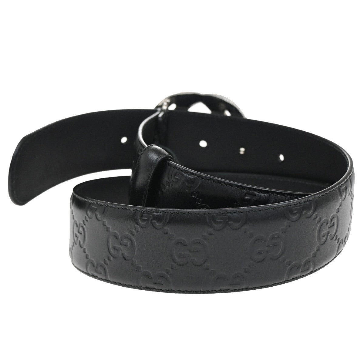 GUCCI Interlocking G Guccissima Signature Belt Size 80/32 Leather BK SHW 37KB644