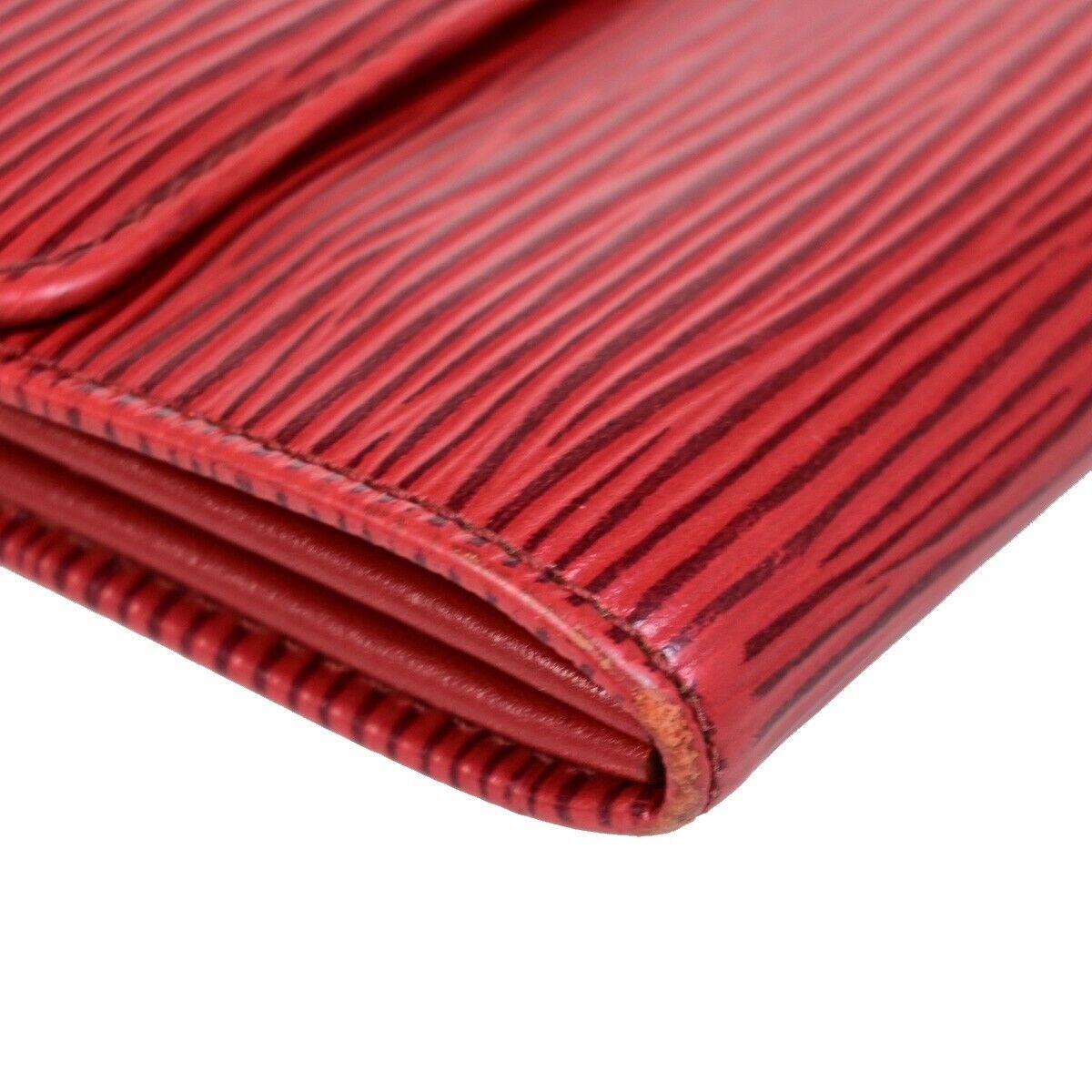 LOUIS VUITTON LV Logo 2 Set Bifold Long Wallet Epi Leather Red Ruby 61KA294