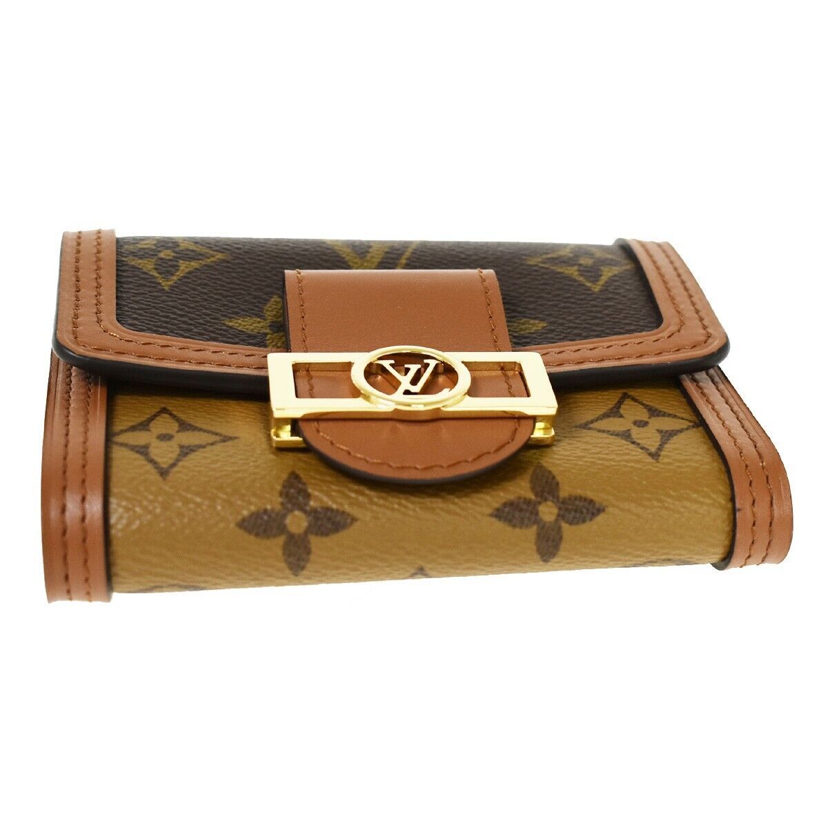 LOUIS VUITTON DAUPHINE COMPACT TRIFOLD WALLET MONOGRAM REVERSE LEATHER 50RC365