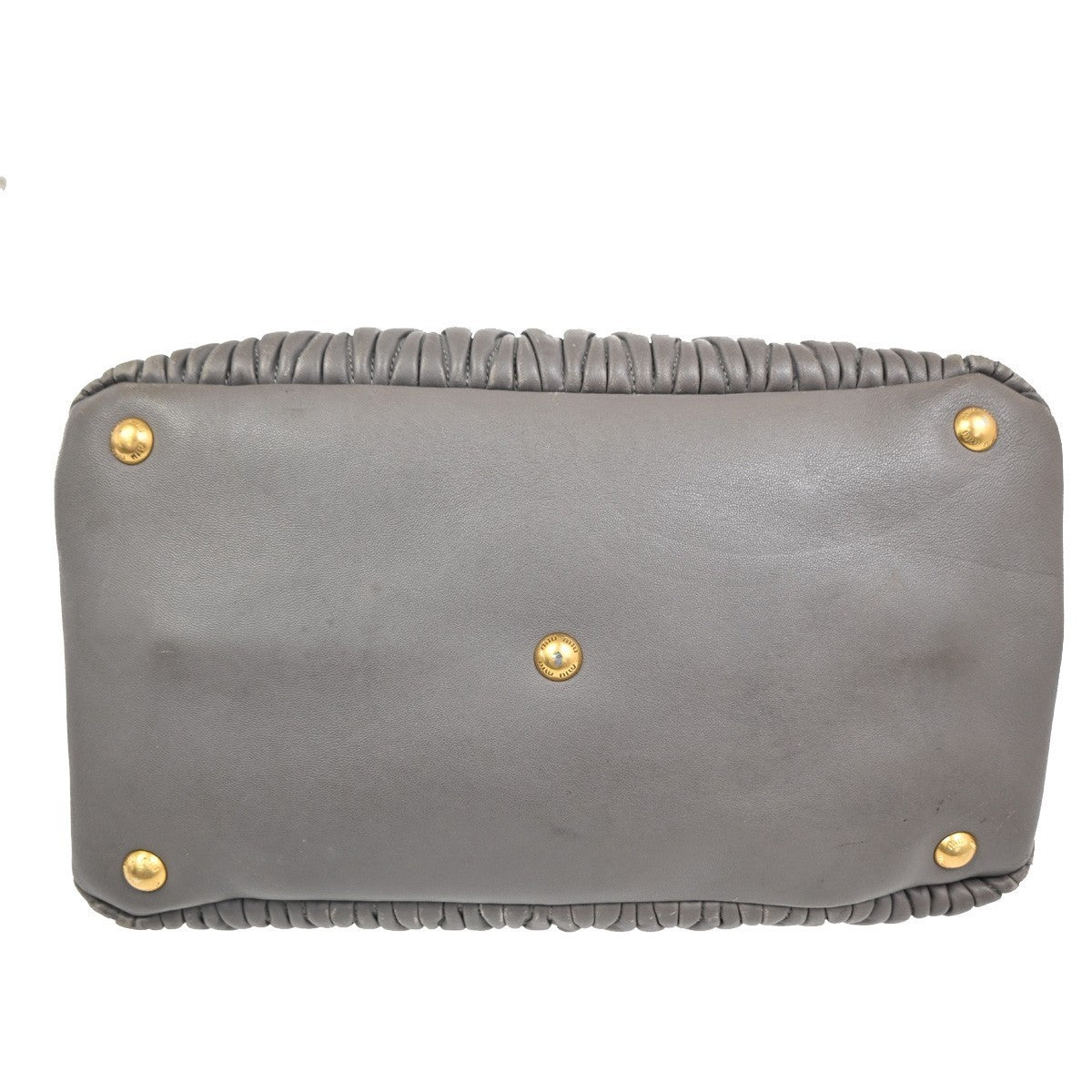 MIU MIU Logo Matelasse Shoulder Hand Bag Leather Purple Gray Gold  84TA360