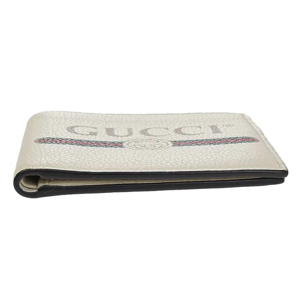 GUCCI Logo Bifold Wallet Purse Leather White Made in Italy 31KA235