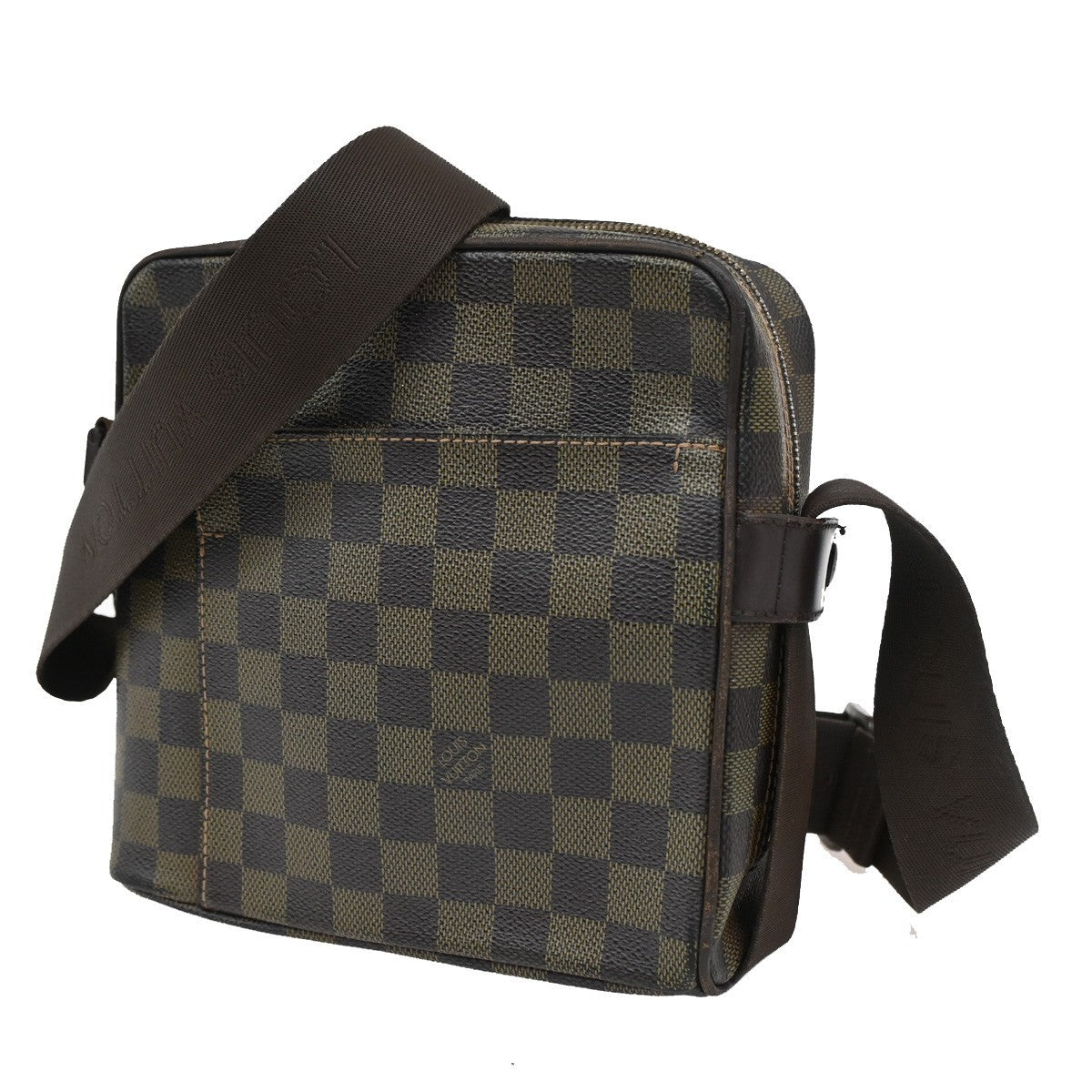 LOUIS VUITTON Olav PM Shoulder Bag Damier Ebene Leather Brown N41442 34CA223