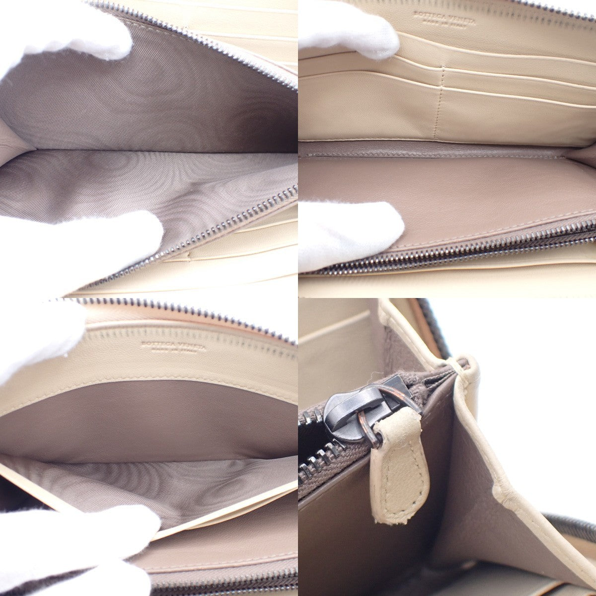 BOTTEGA VENETA Intrecciato Zip Around Long Wallet Embossing Leather Whit 63AA183