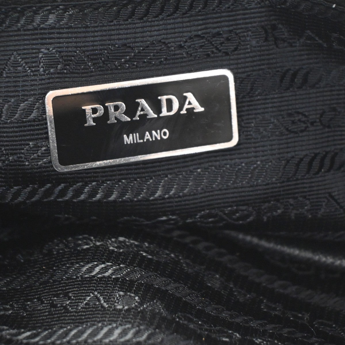 PRADA MILANO Logo Tessuto Messenger Shoulder Bag Nylon Leather Black 09CA778