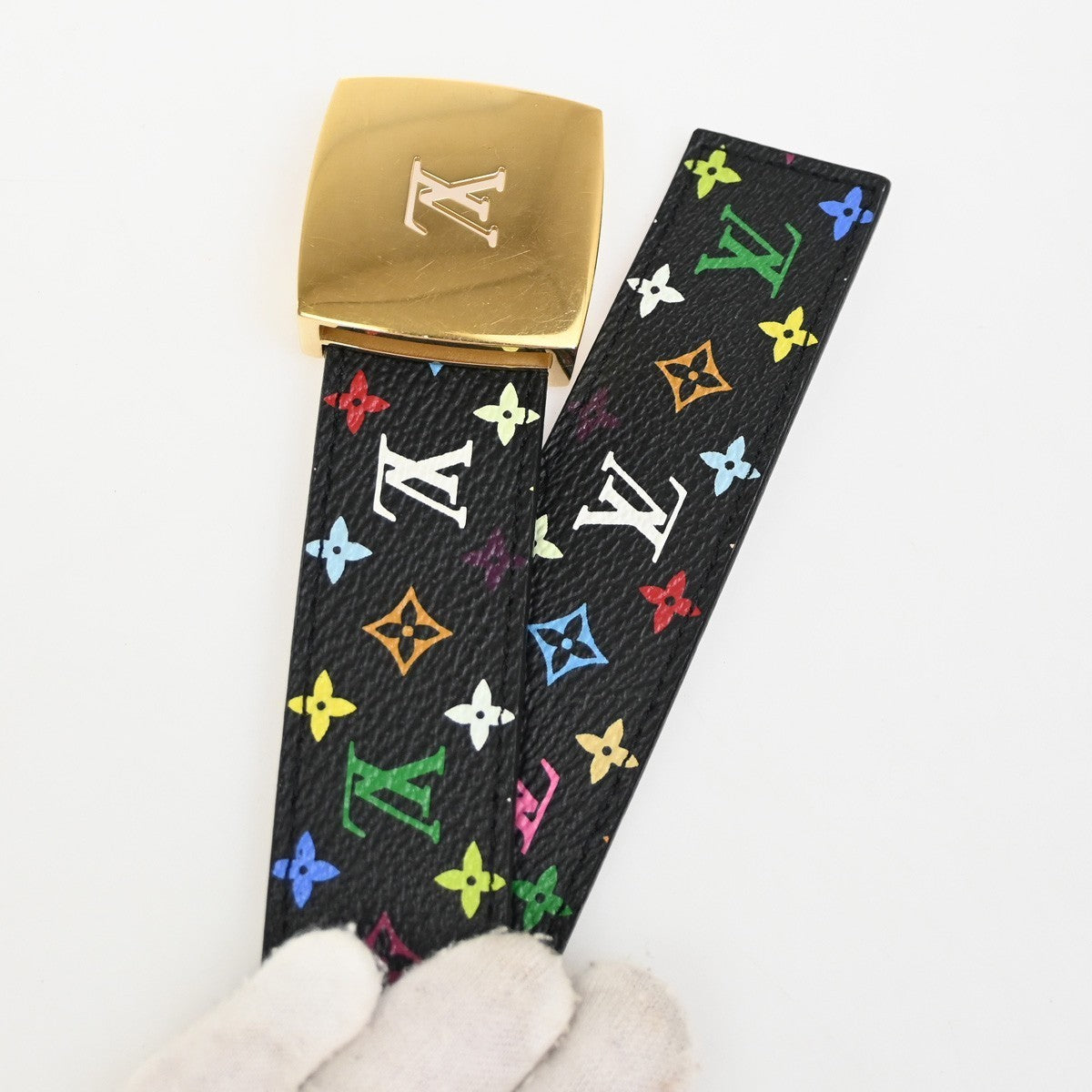 LOUIS VUITTON Ceinture LV Cut Buckle Belt 80/32 Monogram Multi Black 80YH977