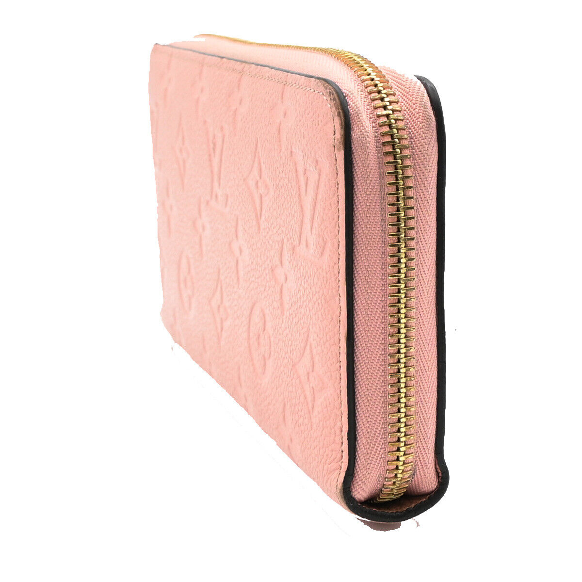 LOUIS VUITTON Zippy Wallet Long Monogram Empreinte Leather Rose M64090 89YE527