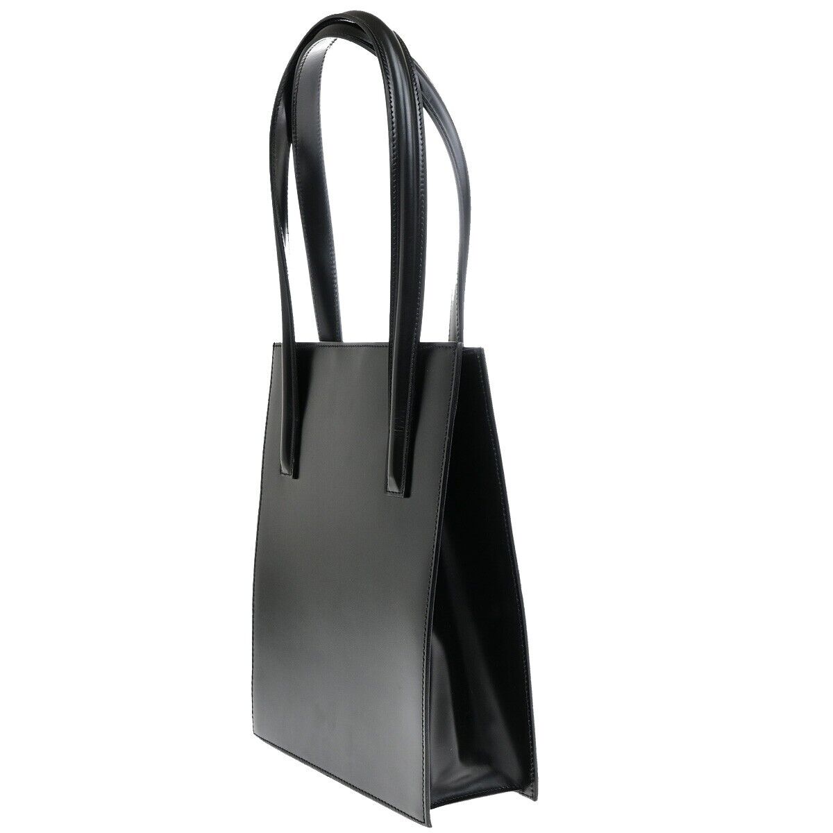 CARTIER Logo Panther Shoulder Hand Bag Leather Black GHW Made In Italy 34YG991