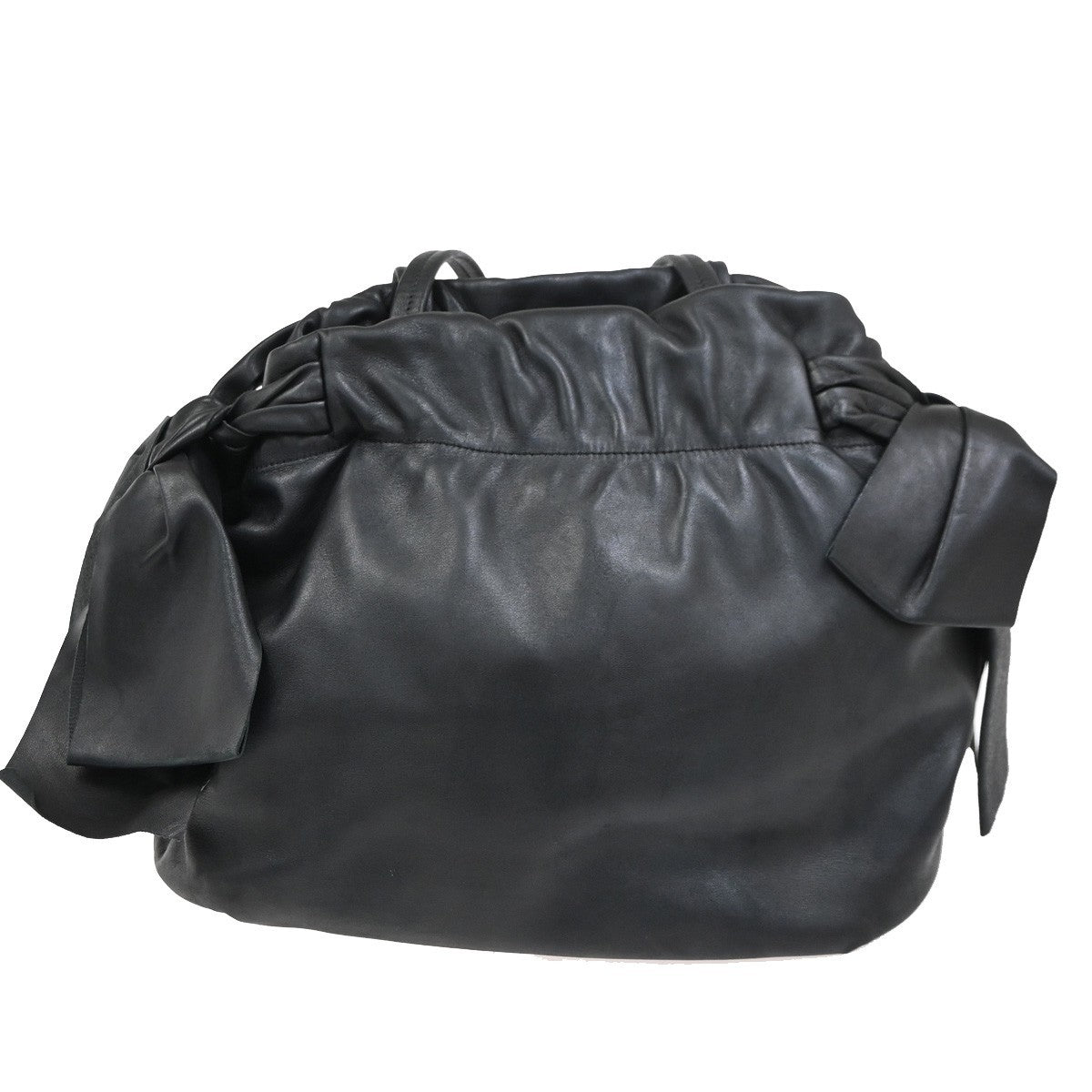 PRADA Logo Bow Shoulder Hand Tote Bag Nappa Leather Black GHW Italy 76KC644