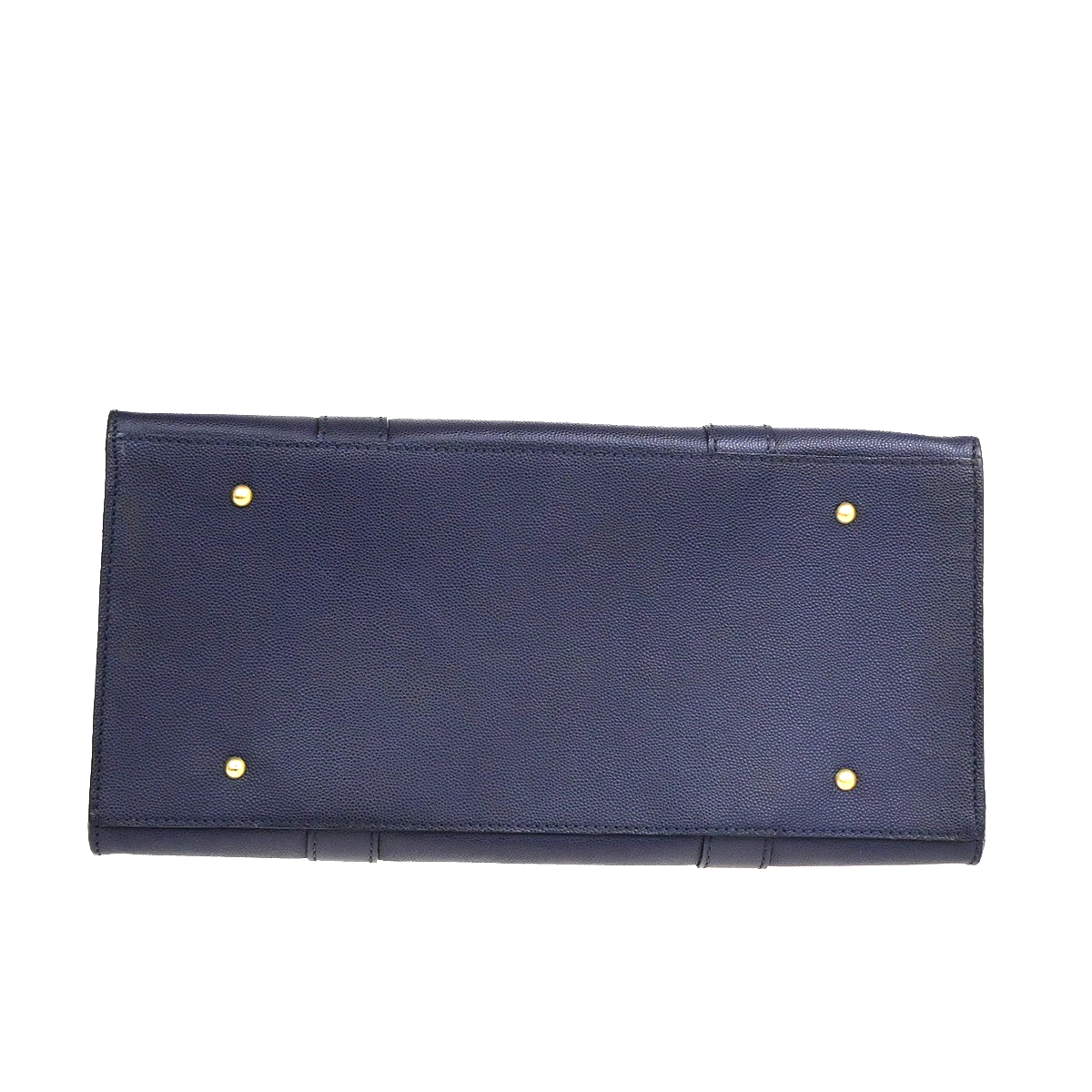 CELINE Logo Shoulder Hand Bag Grained Leather Navy Blue GHW Italy 65KD114