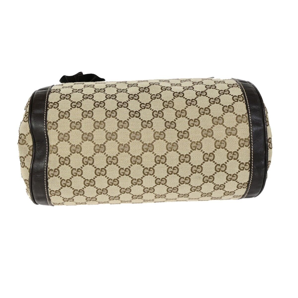 GUCCI Logo GG Pattern Trophy Hand Bag Canvas Leather Brown Italy 83FA749