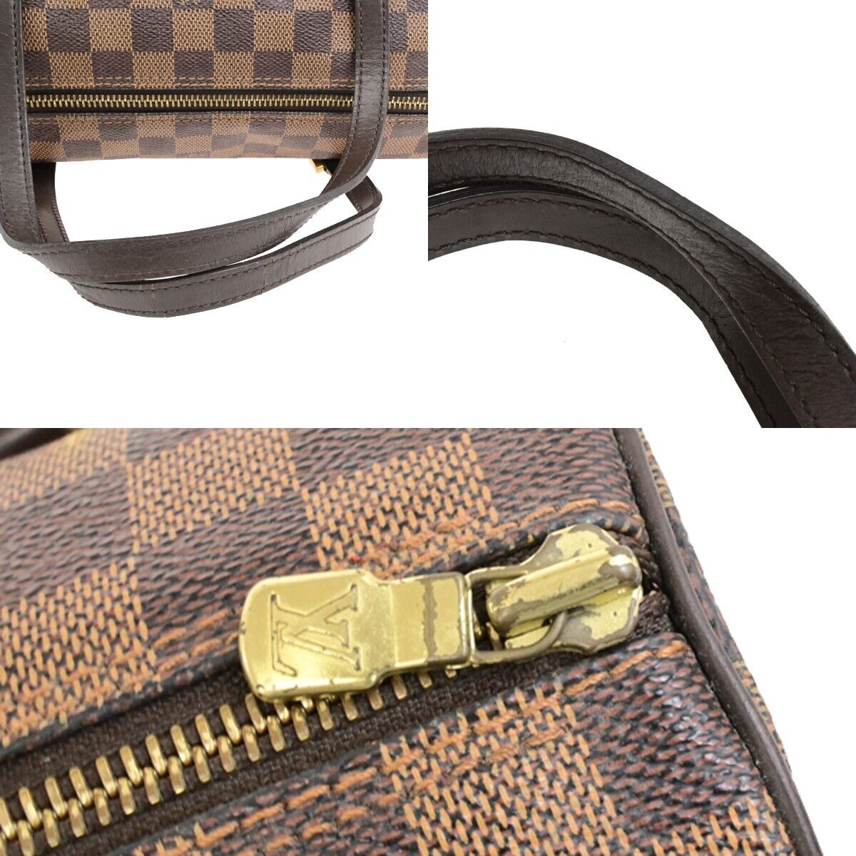 LOUIS VUITTON Papillon PM Hand Bag Damier Ebene Leather Brown N51304 77FB509