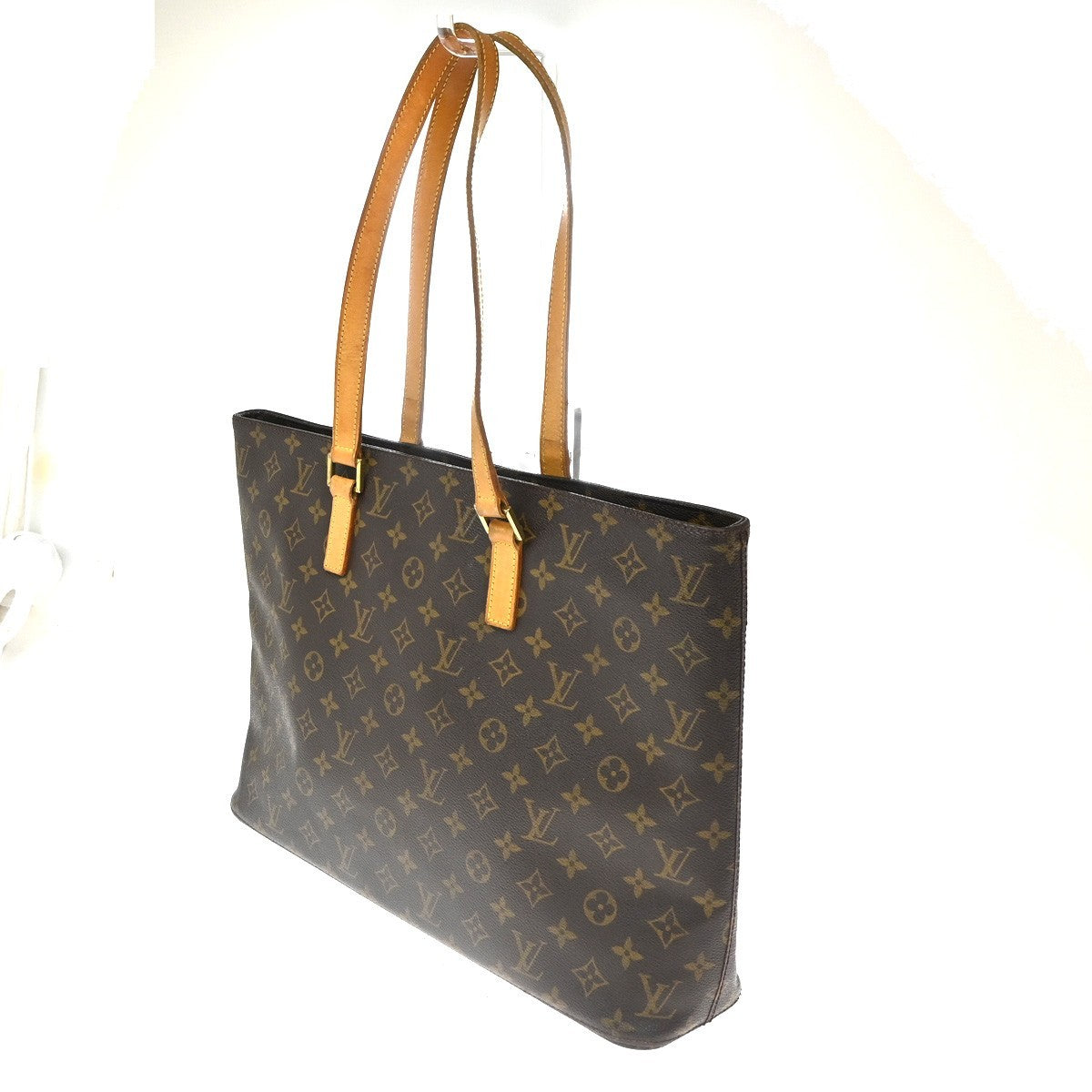 LOUIS VUITTON Logo Luco Shoulder Tote Bag Monogram Leather Brown M51155 74CA733