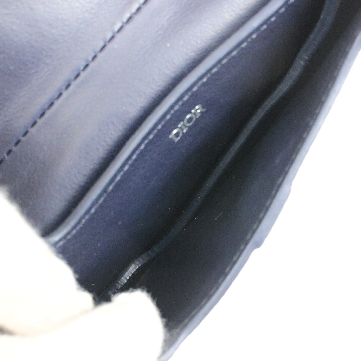 CHRISTIAN DIOR CD Logo Saddle Mini Pouch Bag Leather Navy Blue SHW Italy 85RK754