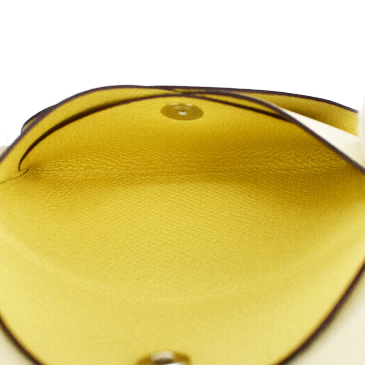 HERMES Calvi Duo Card Case Wallet Bicolor Veau Epsom Nata Jaune Poussin 50YC791