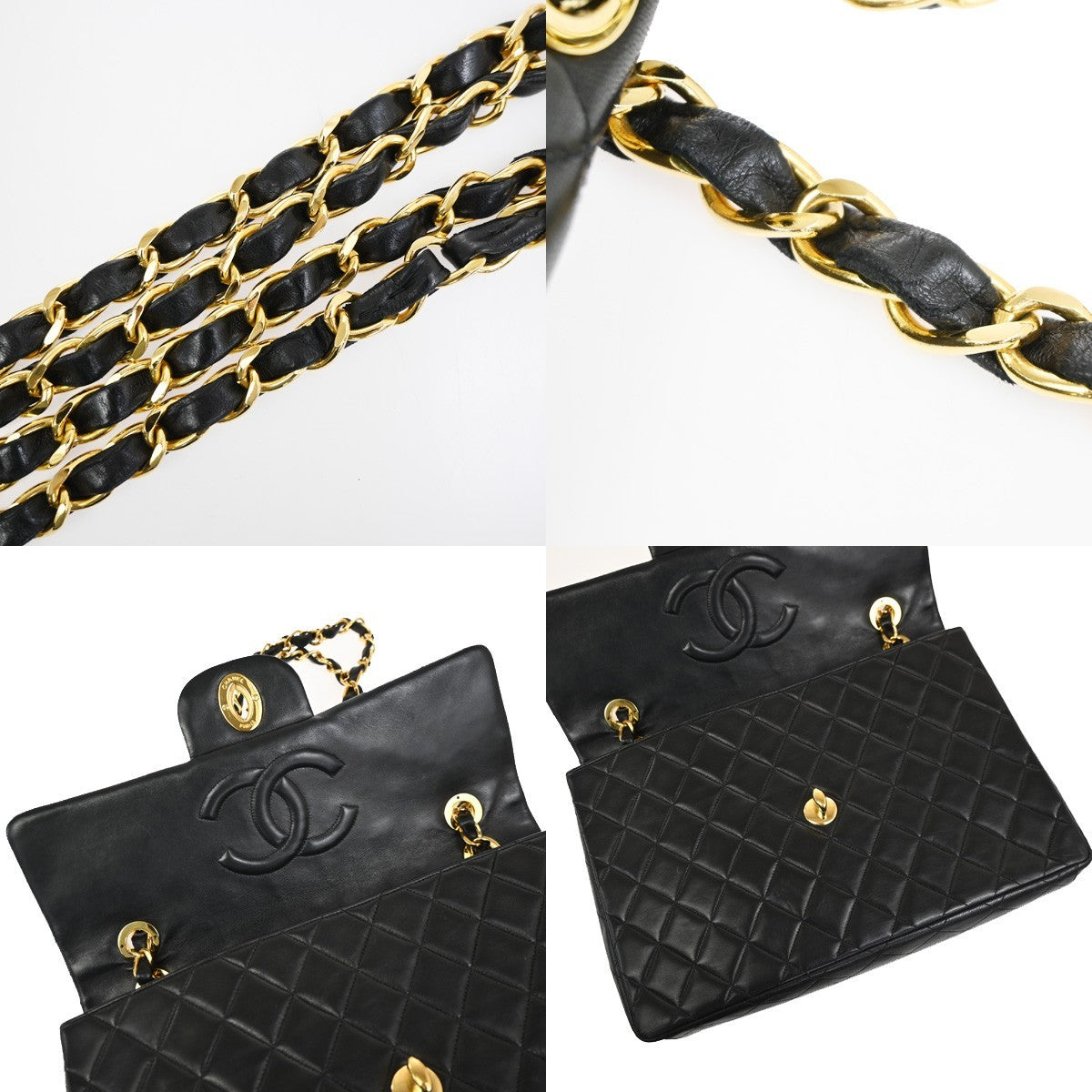 CHANEL CC Maxi Jumbo Matelasse 34 Chain Shoulder Bag Leather BK France 827RQ039