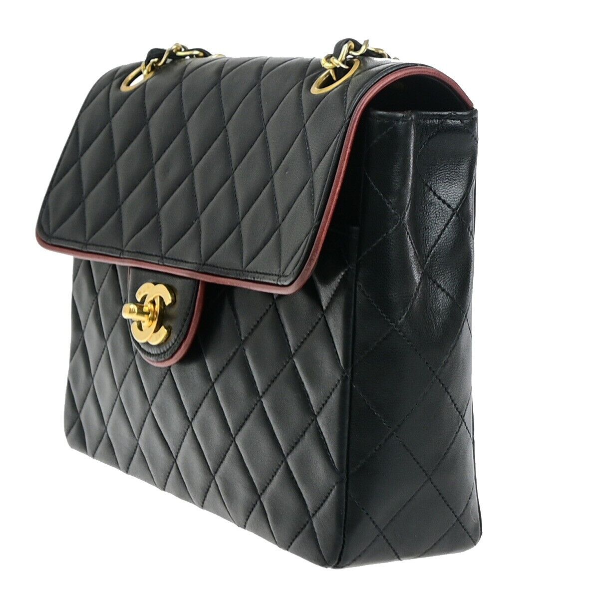 CHANEL CC Matelasse Chain Shoulder Bag Leather Black France Vintage 320RJ932