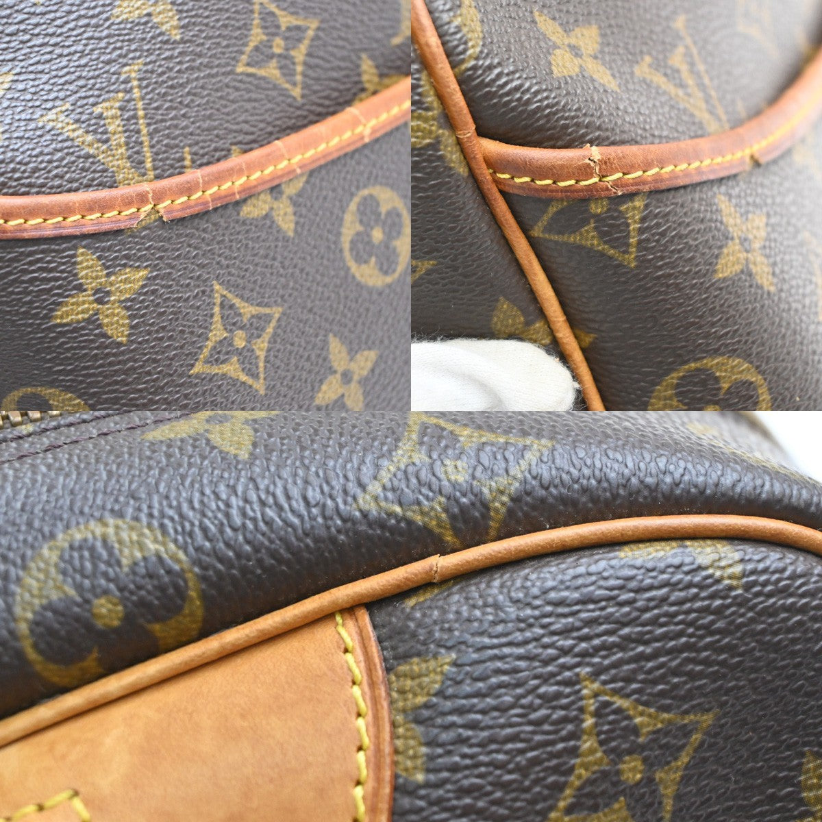 LOUIS VUITTON LV Logo Deauville Hand Bag Monogram Leather Brown M47270 37MA612