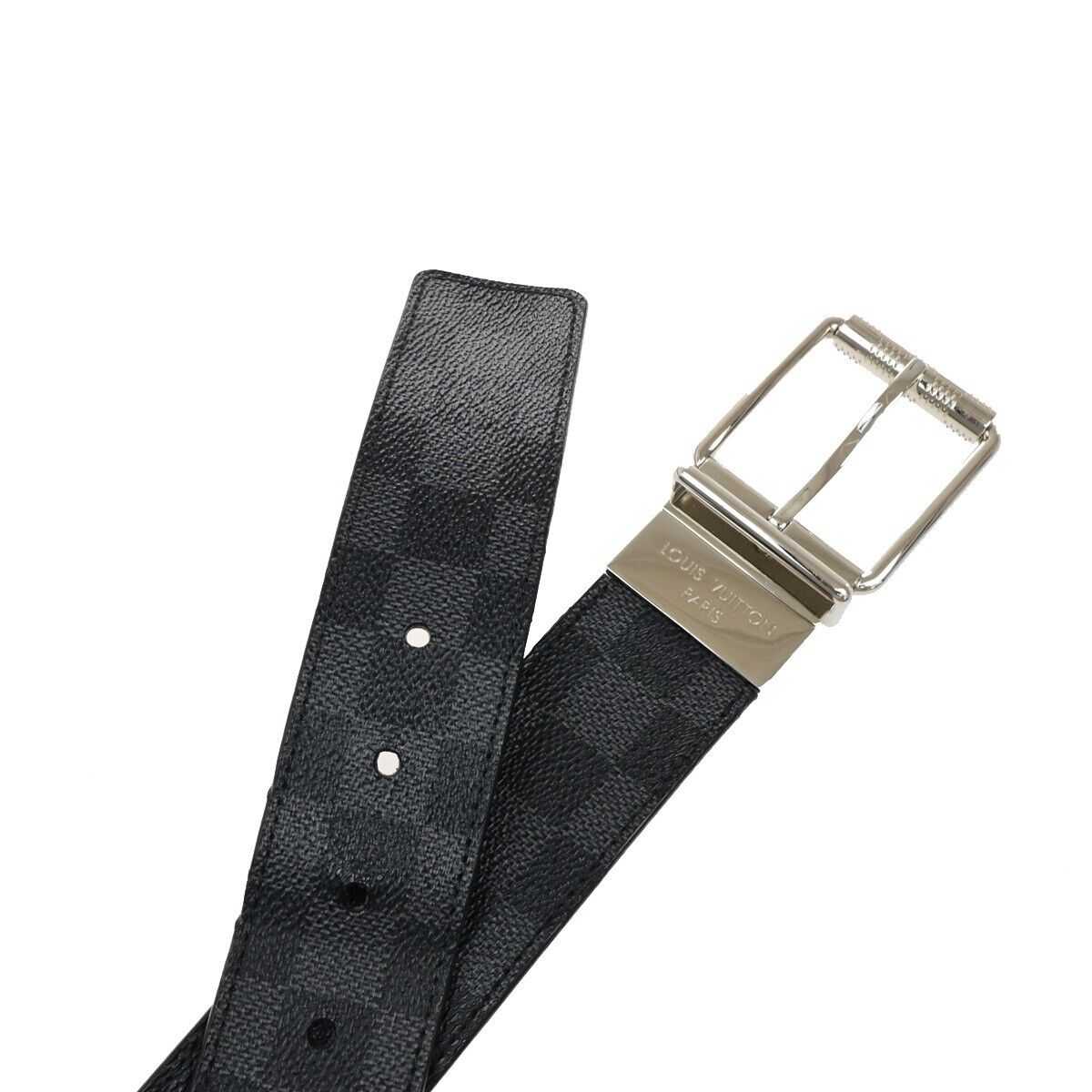 LOUIS VUITTON Ceinture Belt 90/36 Damier Graphite Leather Black M9156 30ED892
