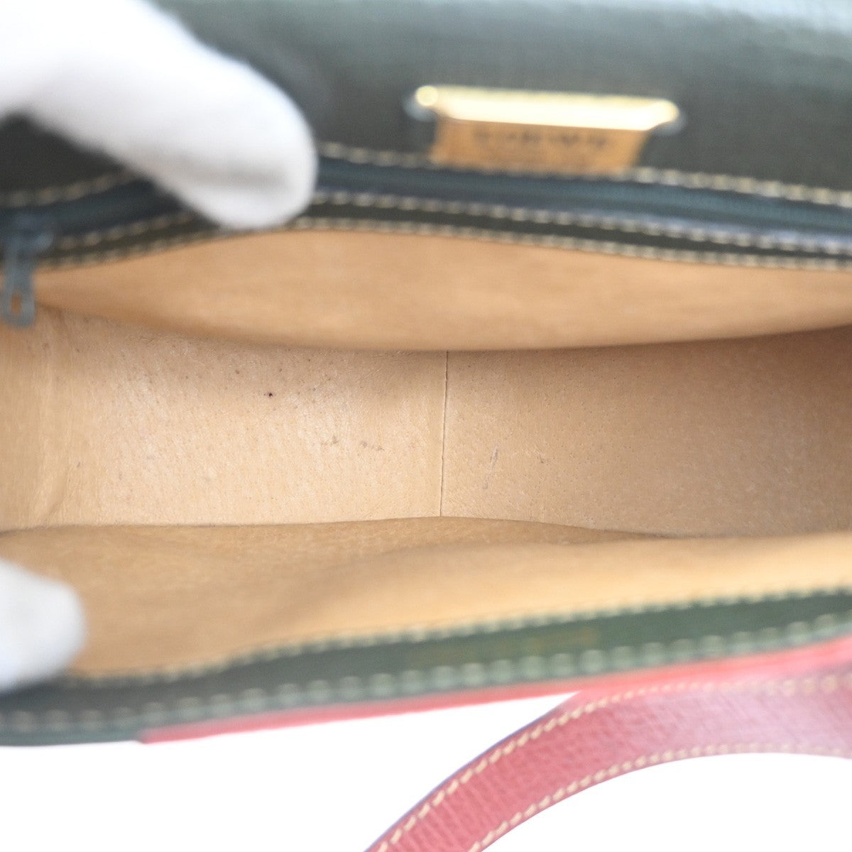 LOEWE Logo Barcelona Bicolor Shoulder Bag Leather Green Brown Italy 87KC777