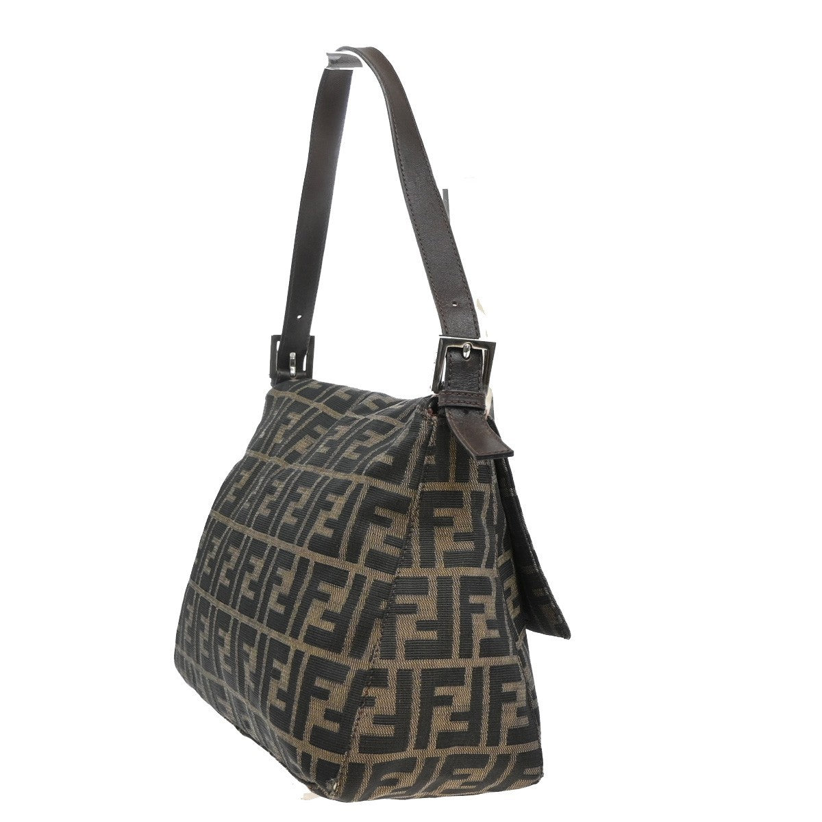 FENDI Logo Mamma Zucca Pattern Shoulder Bag Canvas Leather Brown Italy 58KB447