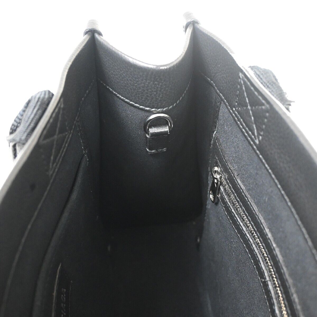 BALENCIAGA Logo Hardware Small Tote Bag Hand Bag Leather Black Italy 18GA901