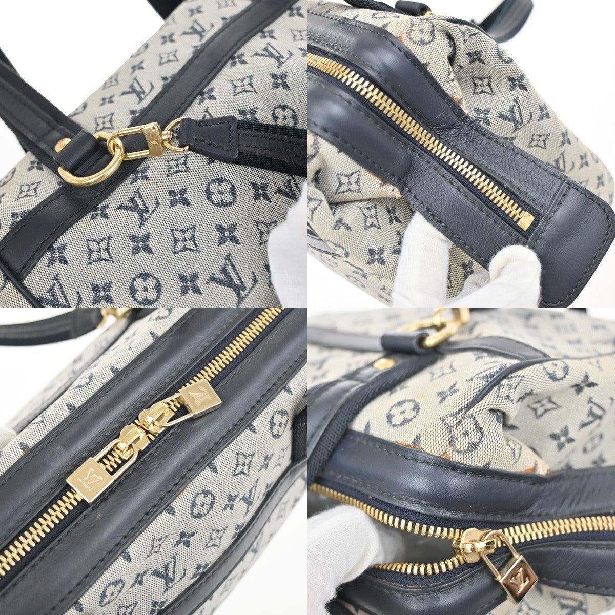 LOUIS VUITTON Josephine PM Hand Bag Monogram Mini Canvas Blue M92214 84FB976