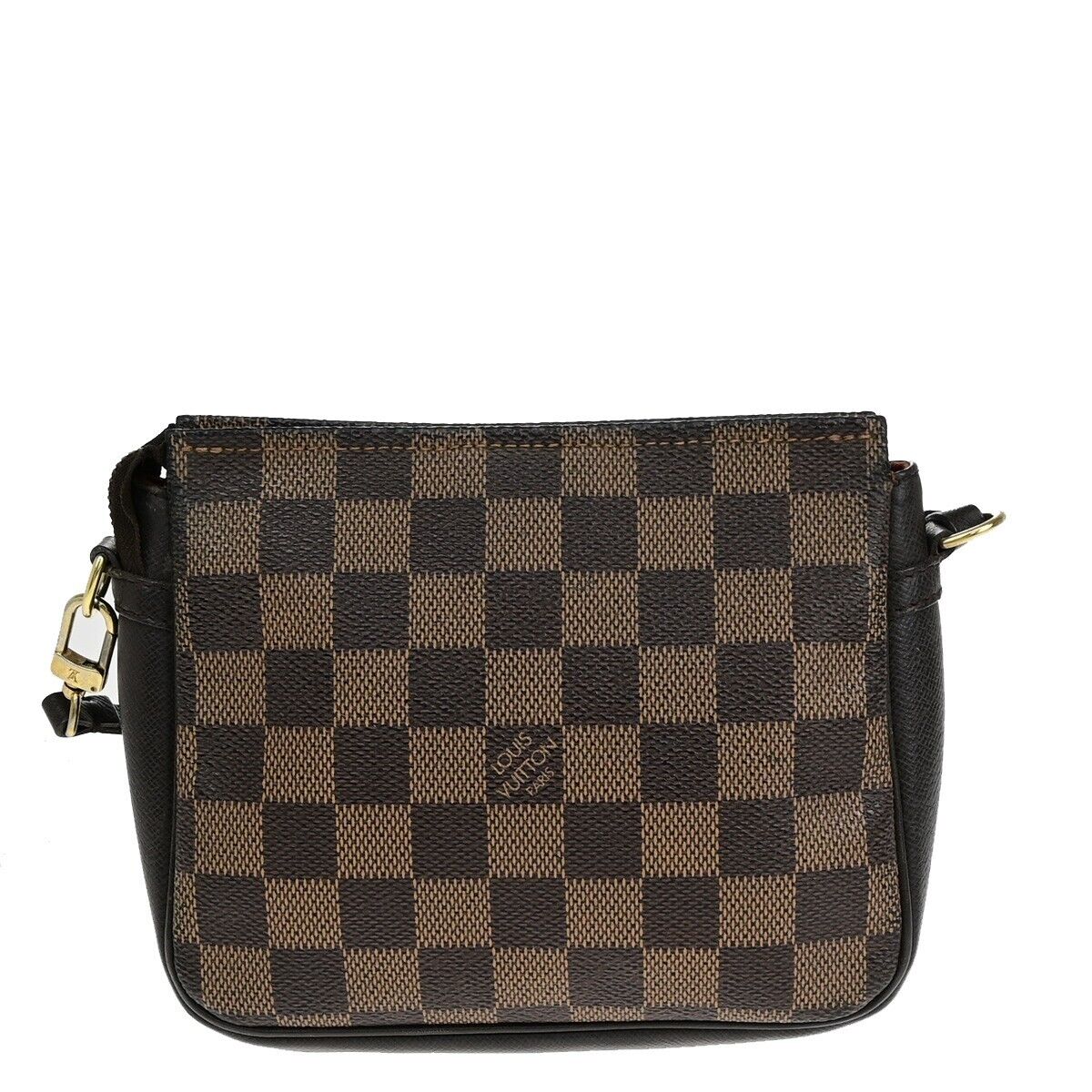 LOUIS VUITTON  Trousse Makeup Hand Bag Damier Ebene Leather Brown N51982 81EB766